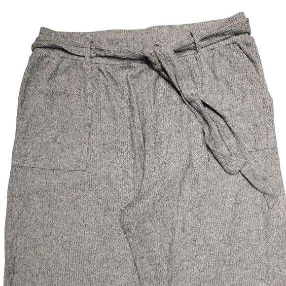 Lauren Conrad Grey High Rise Belted Wide Leg Slit Knit Pants Large - Picture 4 of 14
